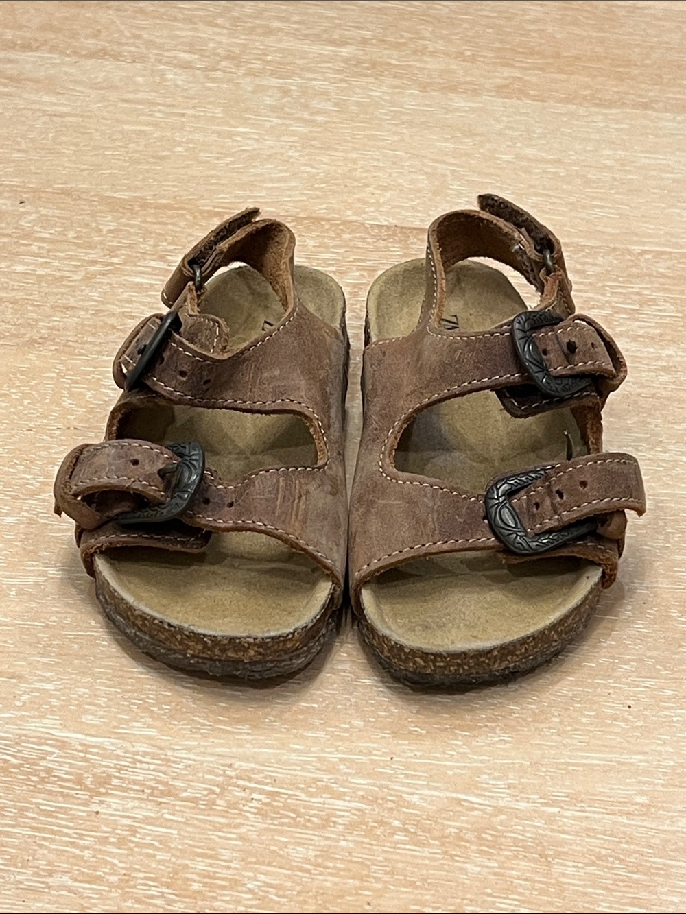 Zara Brown Suede Kids Buckle Sandals